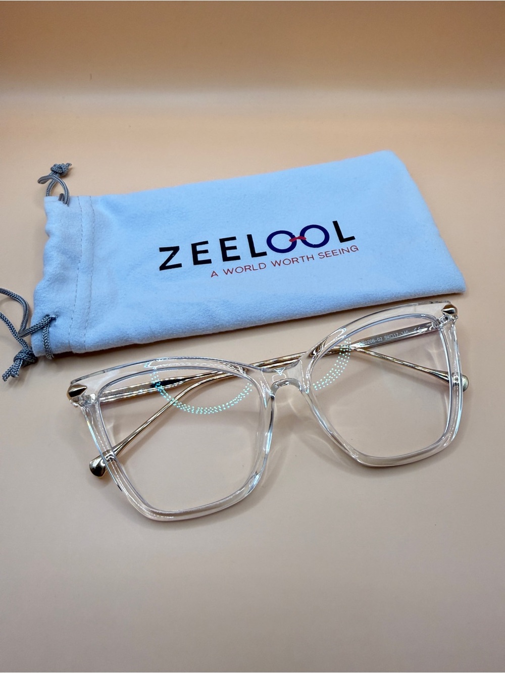 Zeelool Clear Square Frame Glasses, Unknown prescription